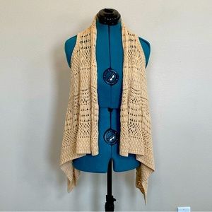 INC International Concepts Women’s Long Open Weave Cotton Vest Boho Tan/Beige